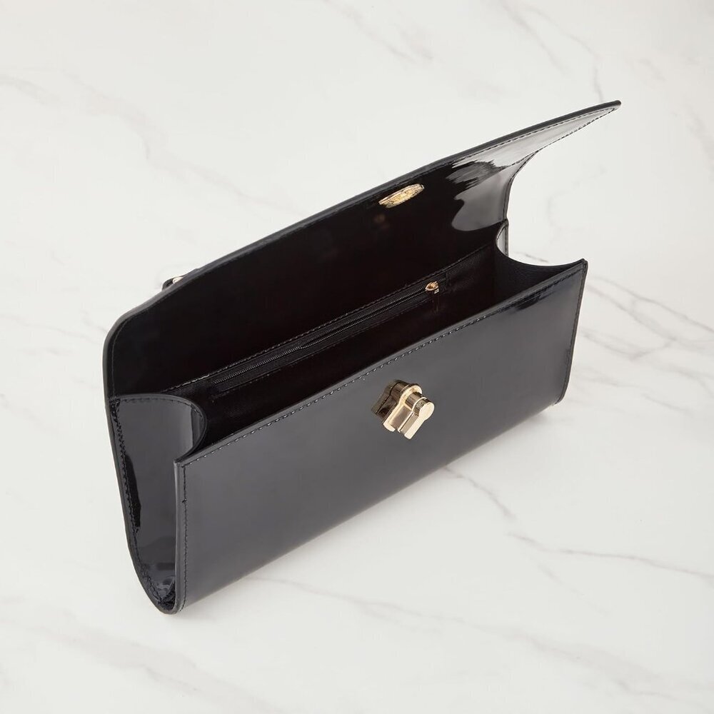 Women Metallic PU Leather Evening Clutch Square Handbag Crossbody Purse - Picture 7 of 8